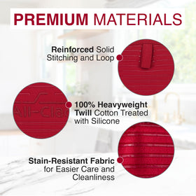 All-Clad pot holder hanging loop for easy storage in a busy kitchen.
