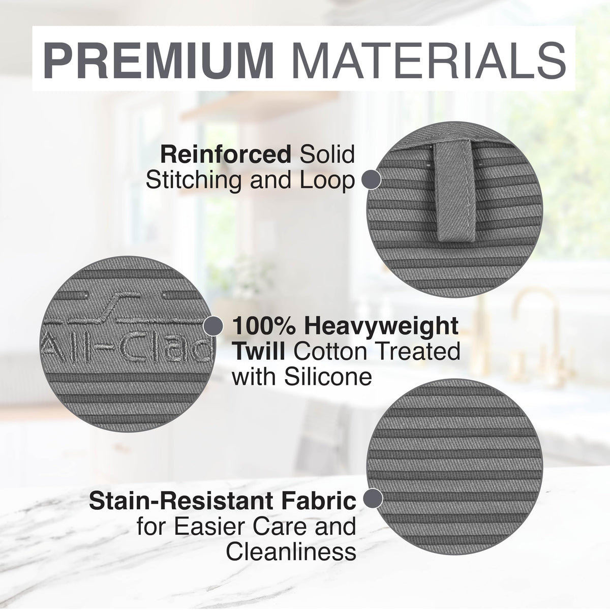 All-Clad premium pot holder two-pack for kitchen and barbecue.