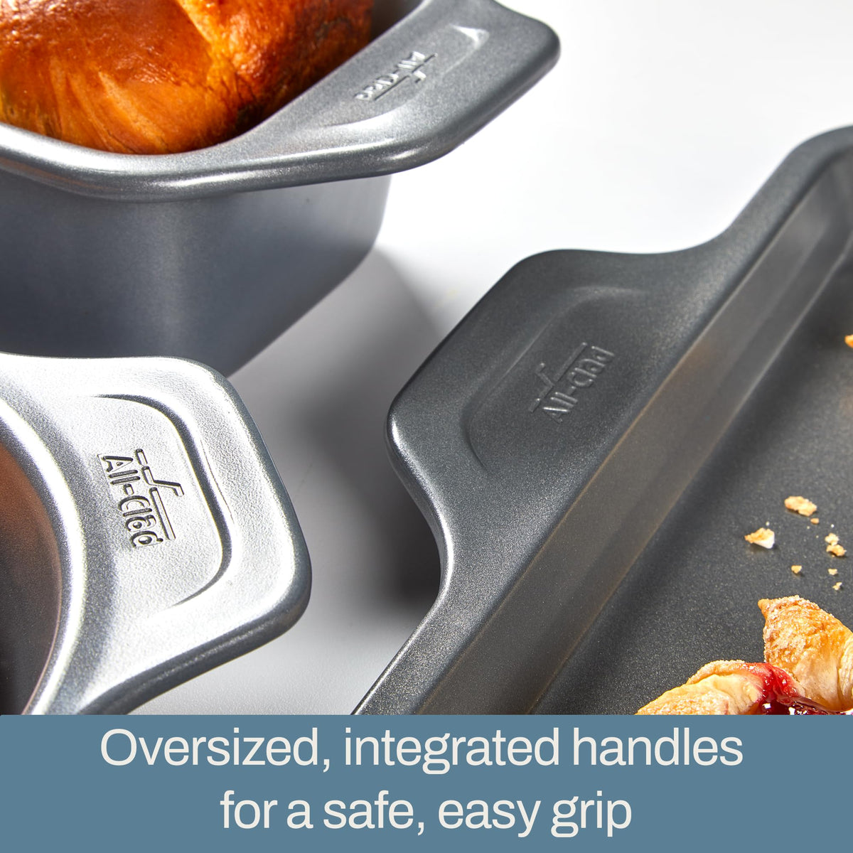 All-Clad Pro-Release nonstick coating closeup on 8x8 pan for easy release.
