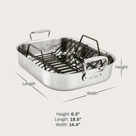 All-Clad roaster rack, V-shaped design, elevates meat for juicier results.