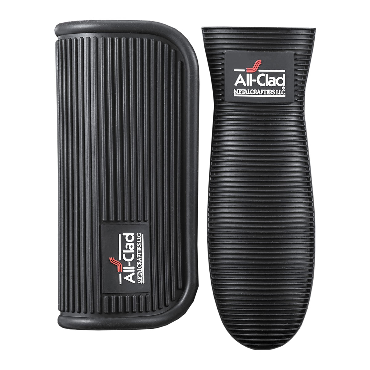 All-Clad silicone grip set on an ergonomic handle for secure, comfortable cooking