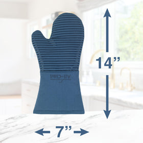 All-Clad indigo mitts with soft lining for comfortable wear during long tasks.