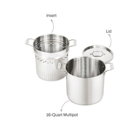 All-Clad Simply Strain 16qt in action for stocks and seafood boils.