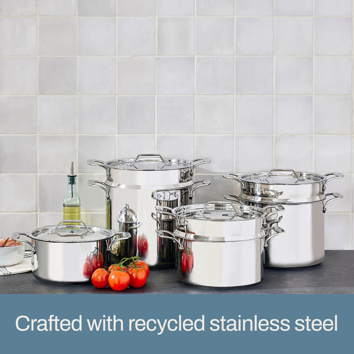 All-Clad Simply Strain on induction stovetop showing compatibility