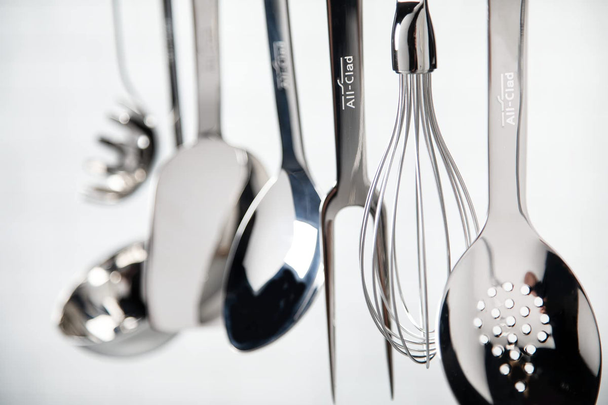 All-Clad slotted turner ideal for delicate foods like eggs.