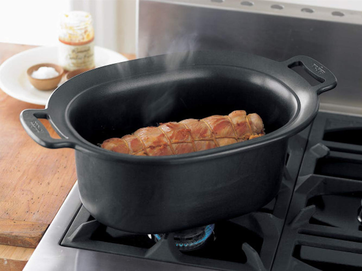 All-Clad aluminum insert heats quickly for even results.