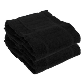 All-Clad Solid Kitchen Towels absorbent 17x30 black, ideal for quick dish drying.