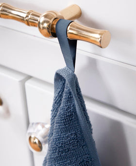 All-Clad Solid Kitchen Towels Indigo wave terry detail, reaches corners for thorough drying