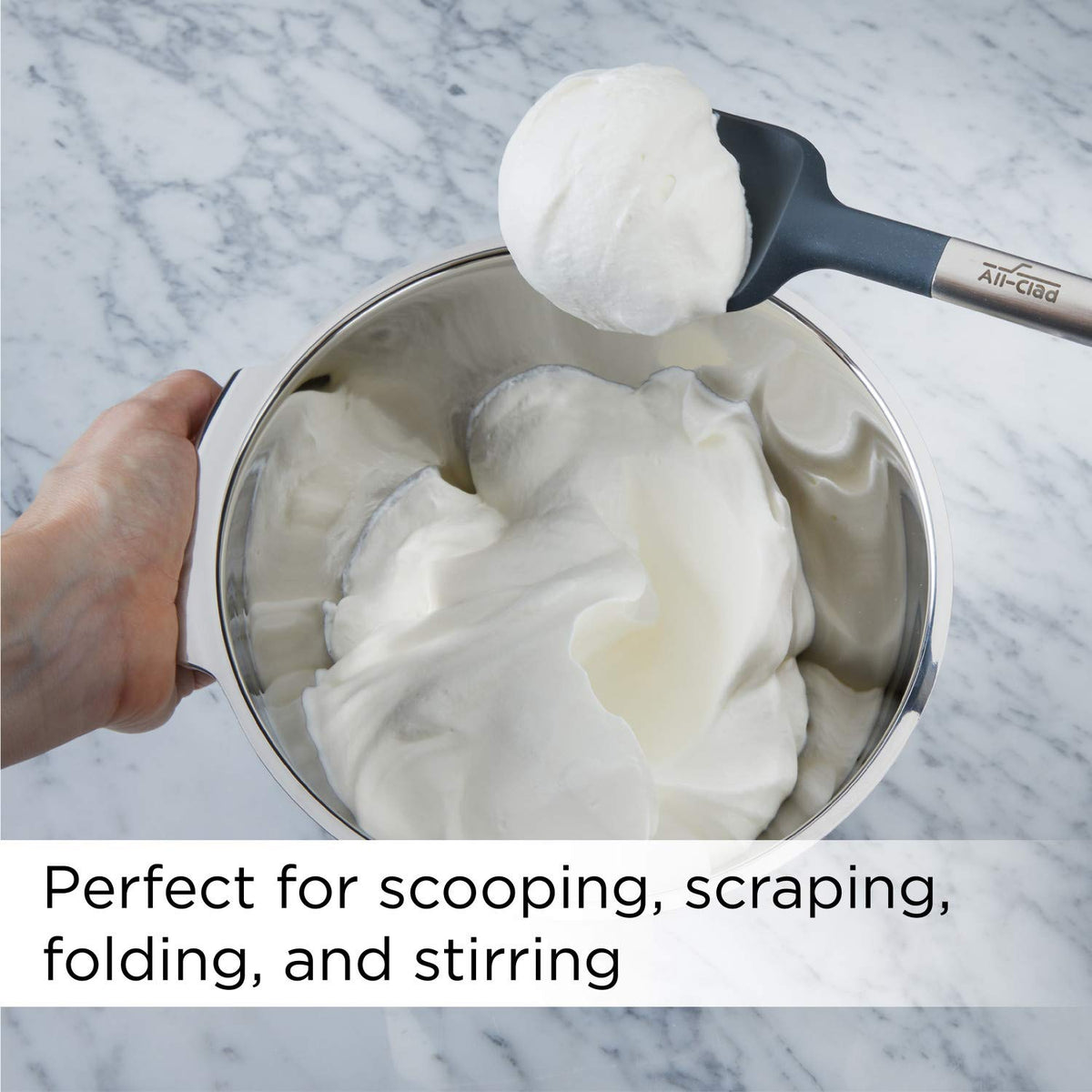 All-Clad mini spoonula silicone head handling small portions