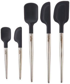 All-Clad silicone spatula head in use for smooth batter on nonstick cookware