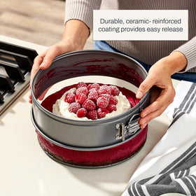 All-Clad pan features generously sized handles for oven mitt grip