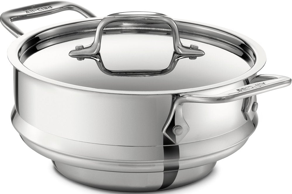 All-Clad 3-quart steamer with lid on a pot, retaining heat for flavor