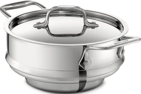 All-Clad 3-quart steamer with lid on a pot, retaining heat for flavor