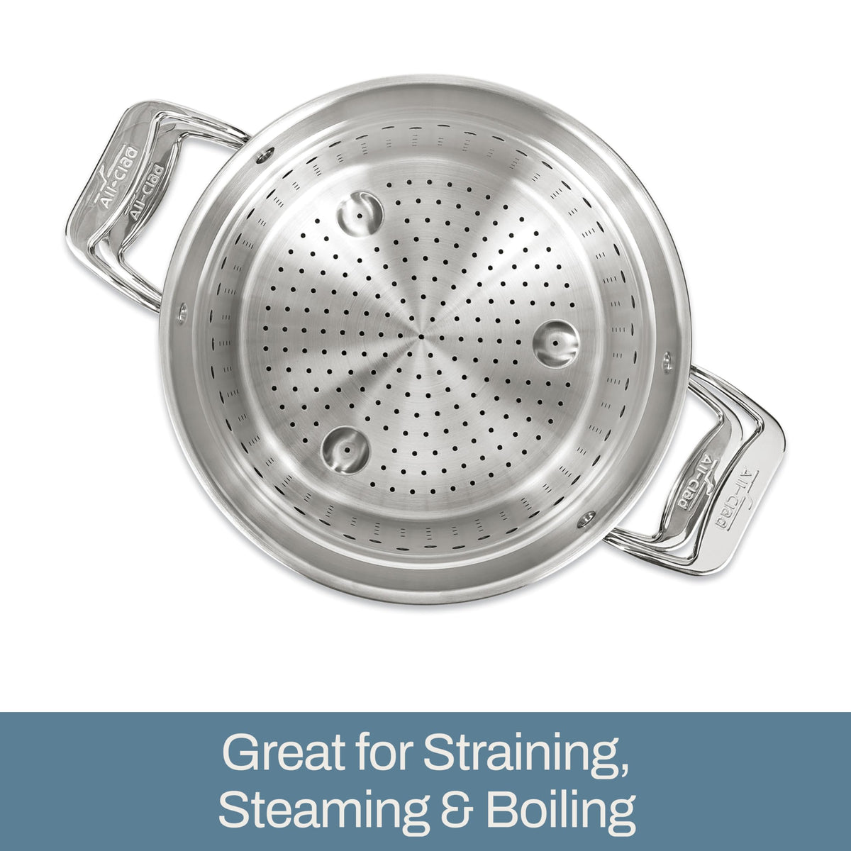 All-Clad stockpot heavy base promotes even heat distribution.