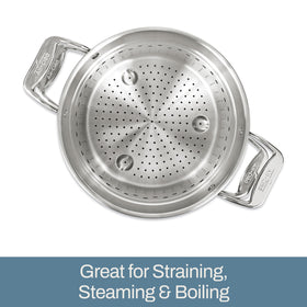 All-Clad stockpot heavy base promotes even heat distribution.