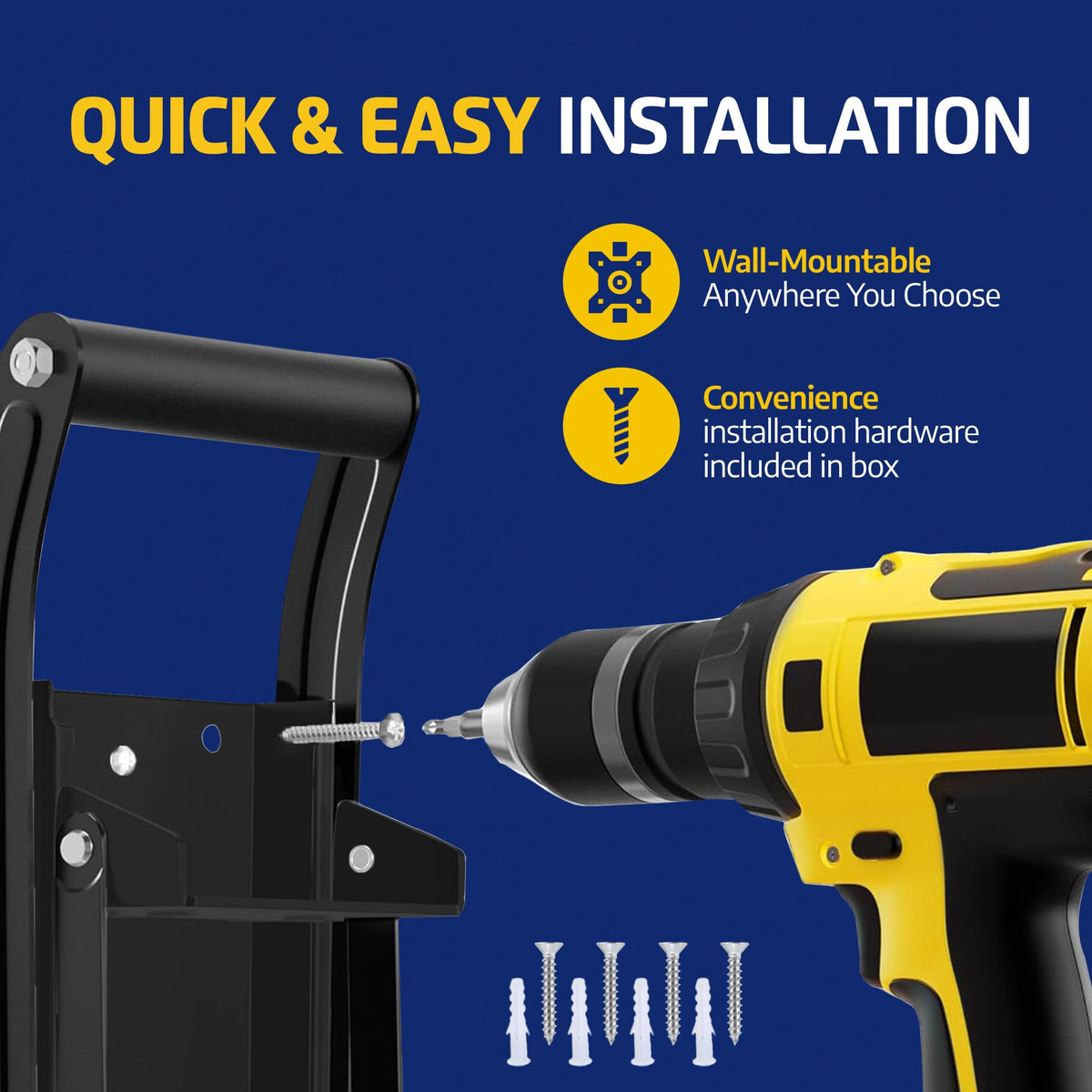 ALLAY easy wall-mount installation demonstrated in garage or kitchen