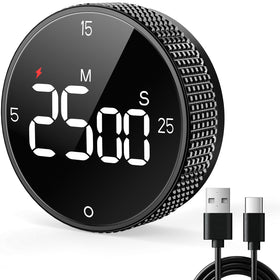 Allbean timer with magnetic back attached to fridge for hands-free timing
