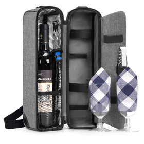 ALLCAMP Wine Bag with insulated cooler keeps two bottles cool on picnics.
