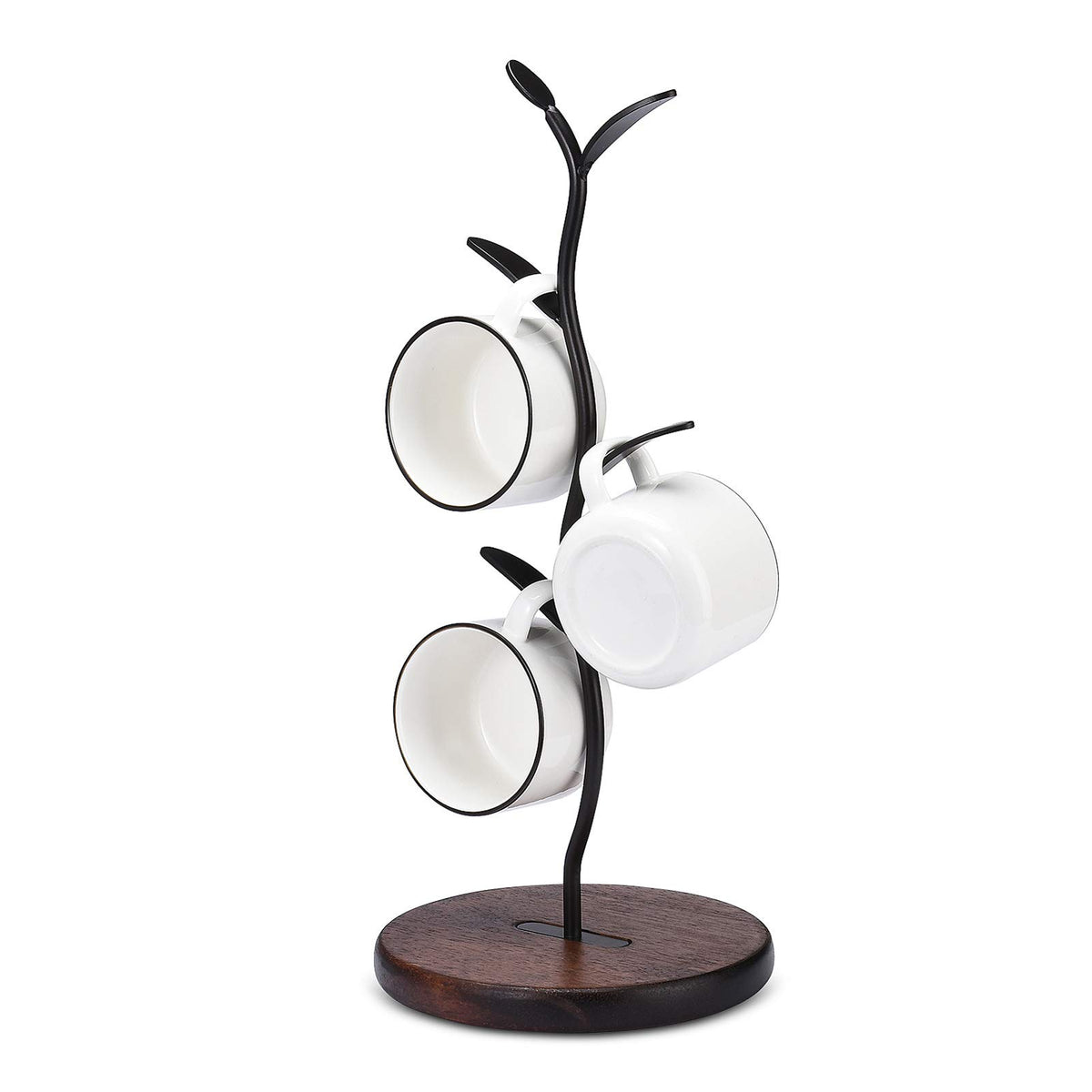 ALLCENER Mug Holder Tree on black finish, space-saving countertop organization for mugs.