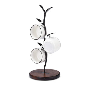 ALLCENER Mug Holder Tree on black finish, space-saving countertop organization for mugs.