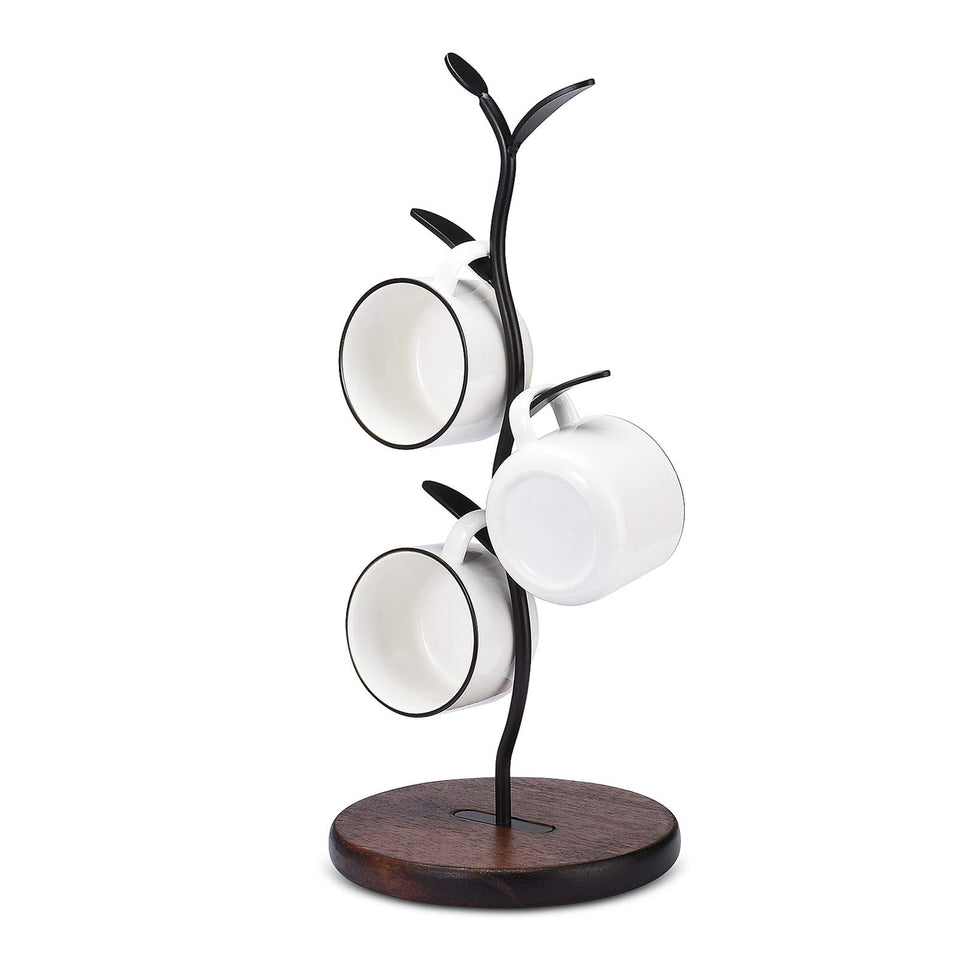 ALLCENER Mug Holder Tree on black finish, space-saving countertop organization for mugs.