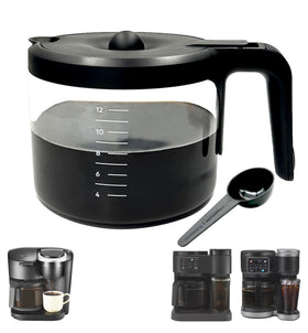 ALLCUP 12-cup glass carafe in borosilicate glass for durable heat resistance and clear visibility.