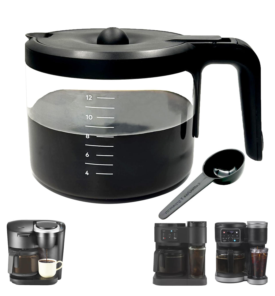 ALLCUP 12-cup glass carafe in borosilicate glass for durable heat resistance and clear visibility.