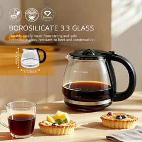 Allcup 5-cup carafe borosilicate glass detail, heat resistant and durable
