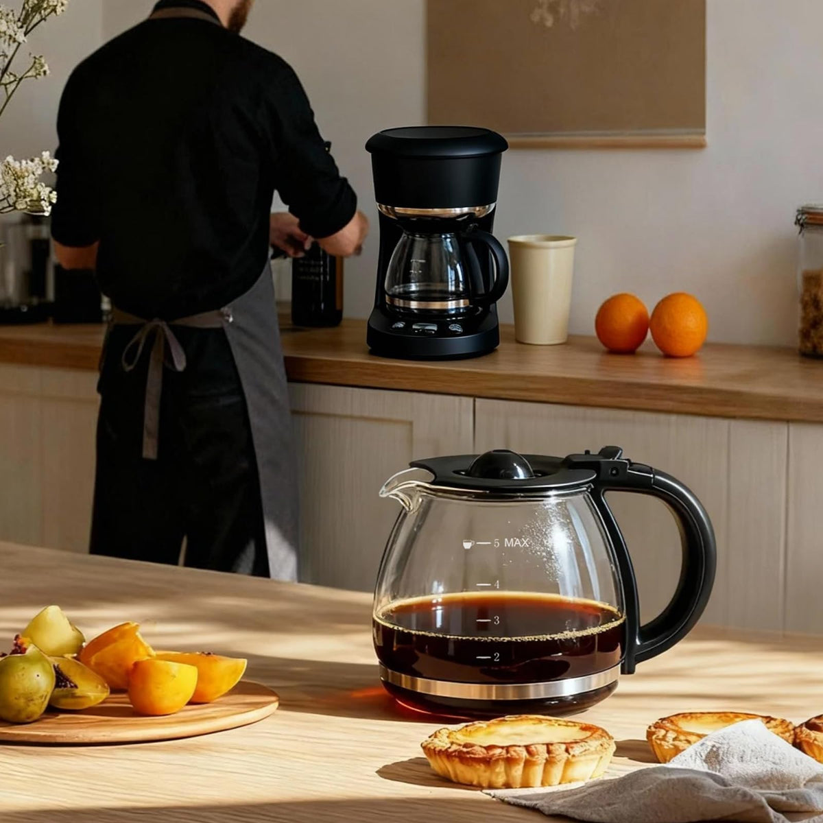 Allcup 5-cup carafe top-rack dishwasher-safe for quick cleanup