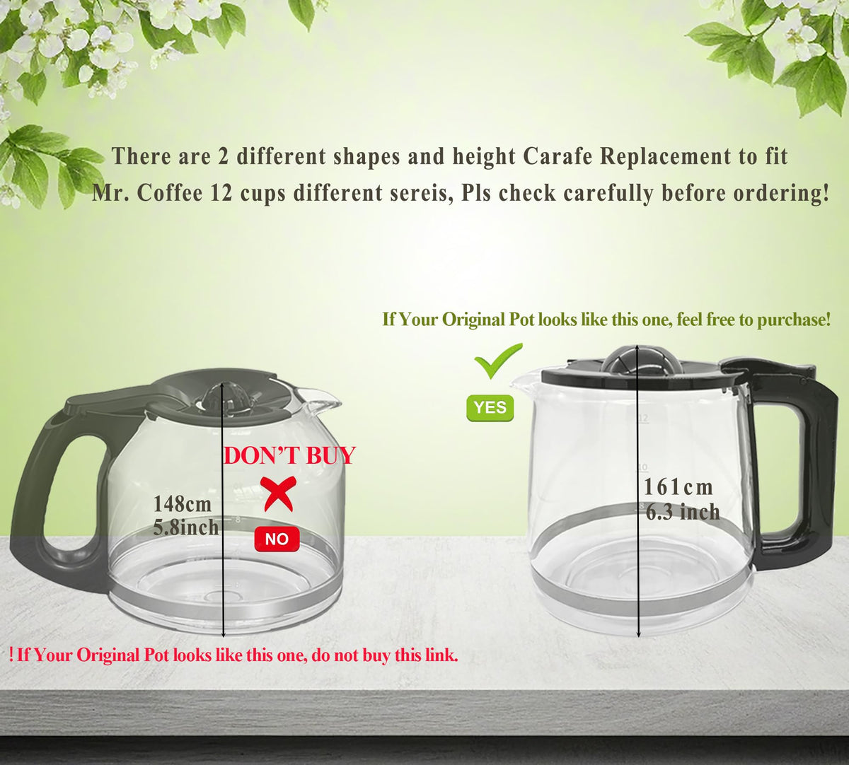 ALLCUP carafe fits SC12BL1-2 series with comfortable grip and precise pours