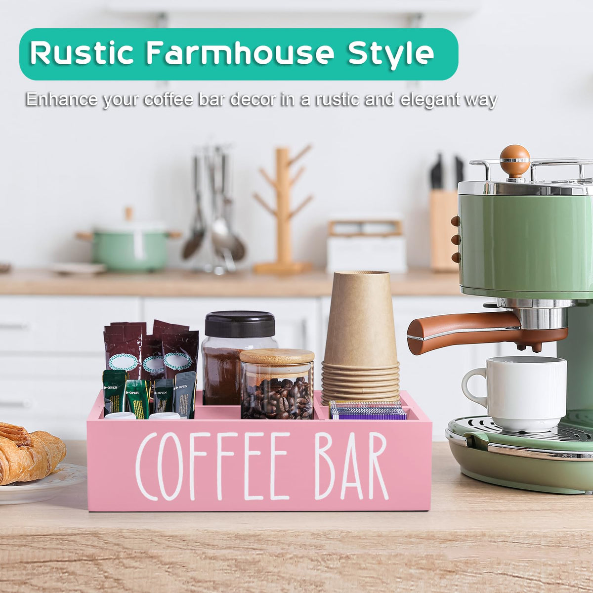 ALELION coffee station organizer removable dividers inside enables flexible configurations for pods and sachets.