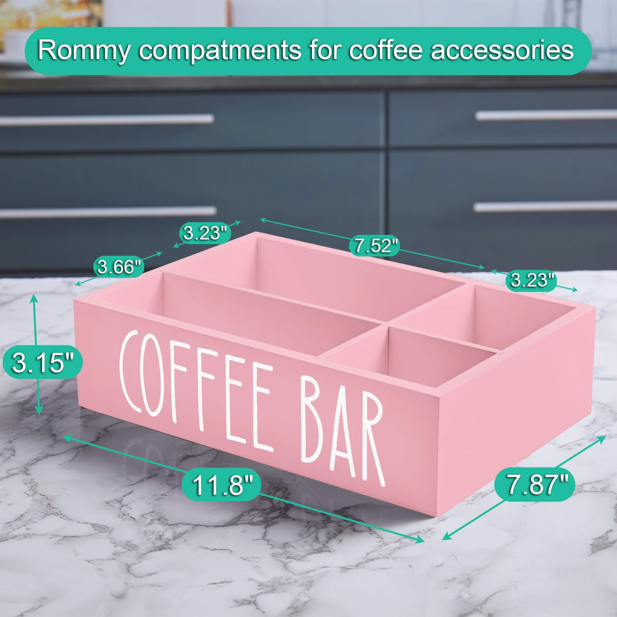 ALELION pink coffee organizer with stirrers illustrates streamlined serving at home or cafe.