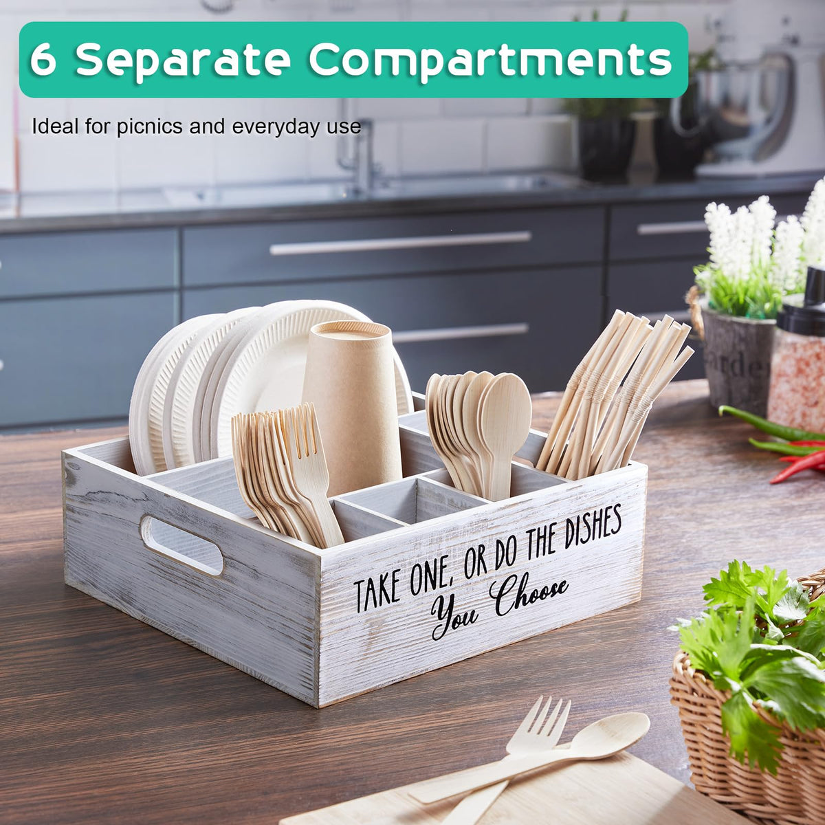 ALELION utensil caddy with sturdy handles for easy transport to BBQs and picnics.