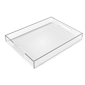 Allhercom 12x16 acrylic serving tray with handles, ideal for organized tea service.