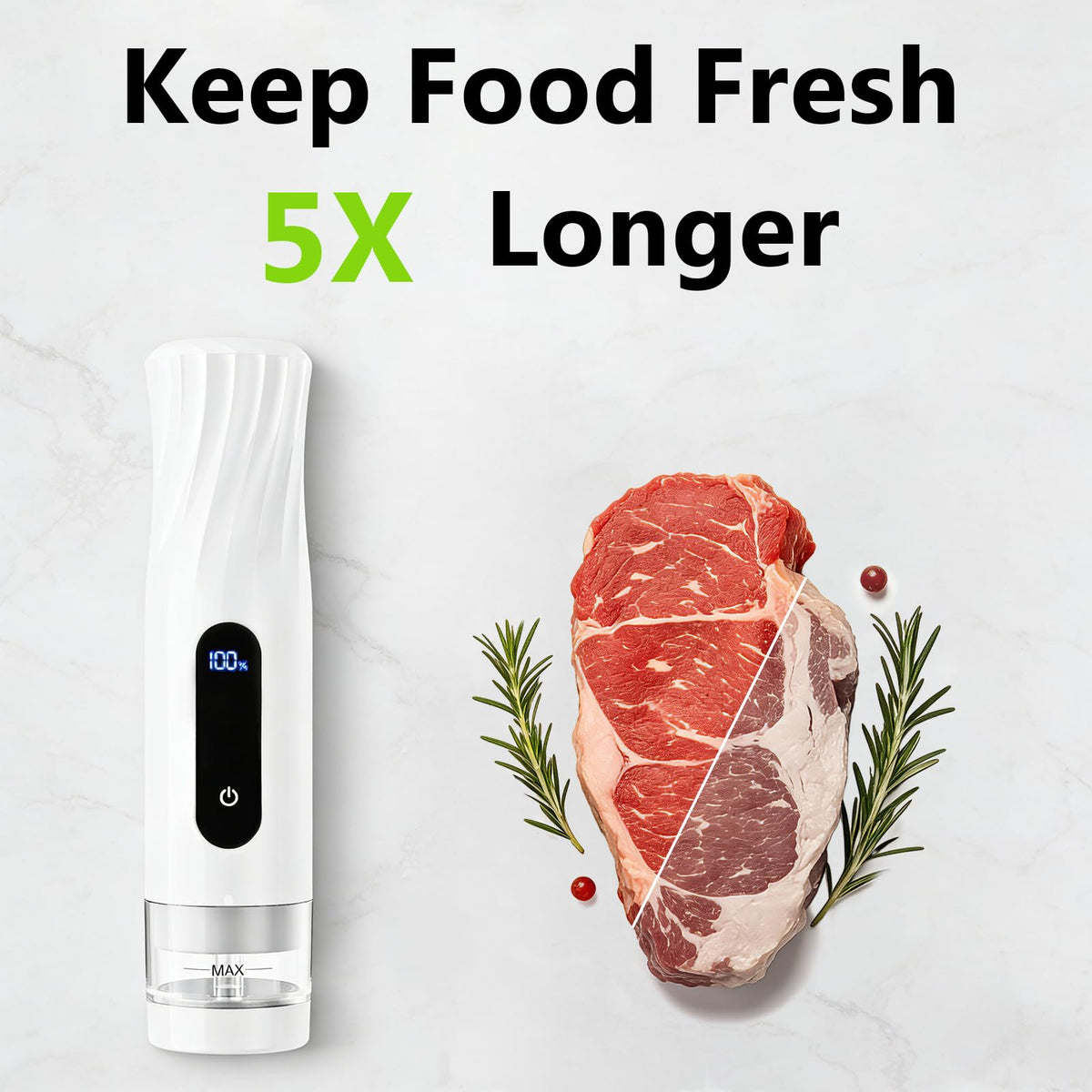 ALLHOPE Vacuum Sealer battery display indicating power level for easy monitoring