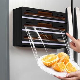Allinside magnetic wrap dispenser on fridge, keeping wraps accessible.