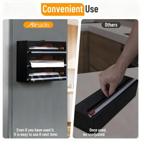Allinside wrap dispenser supports 12.9-inch rolls for common brands.