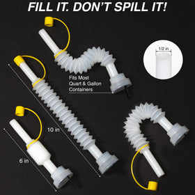 ALLSPOUT spout extends 6 to 10 inches for deep openings.