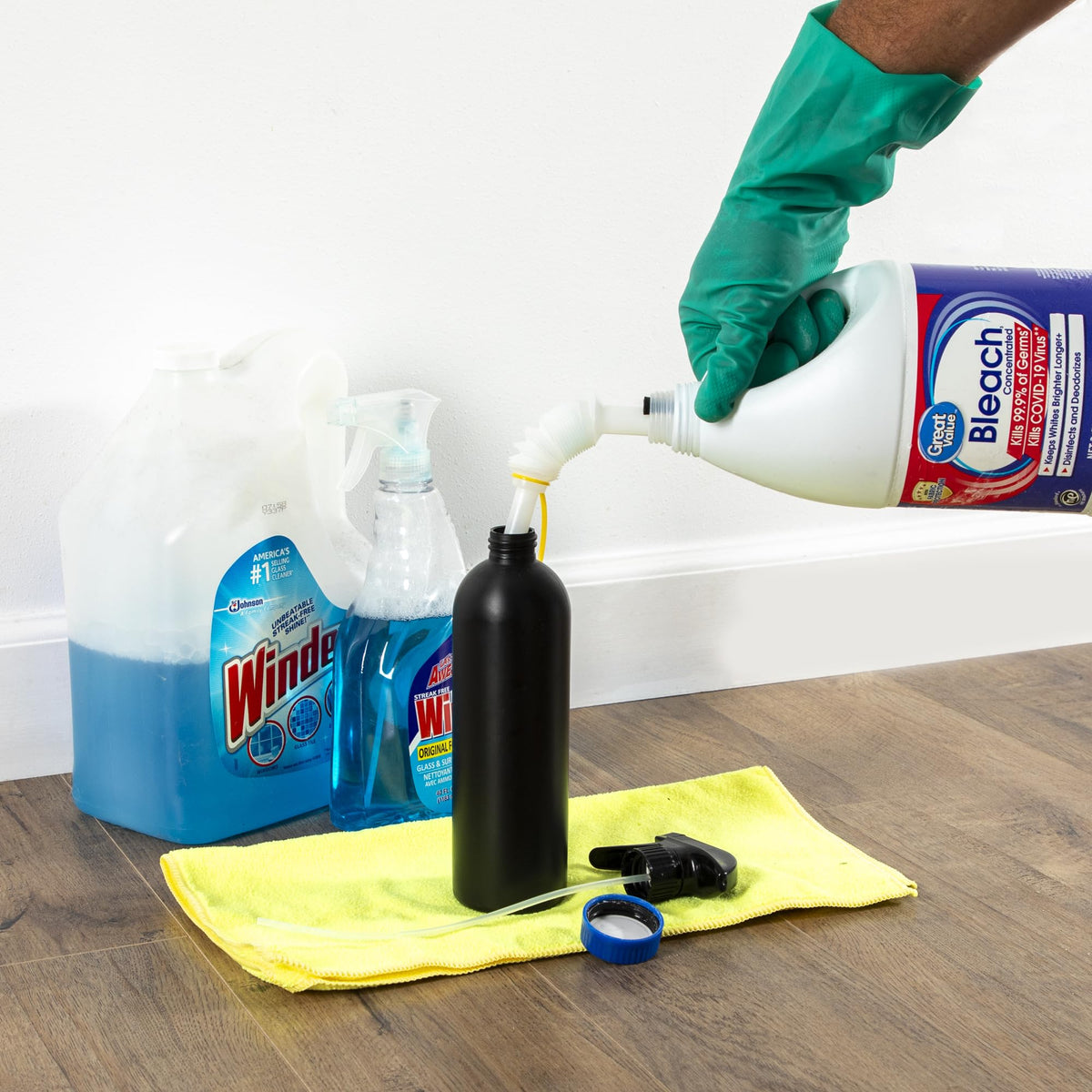 ALLSPOUT durable plastic base provides a secure jug fit.