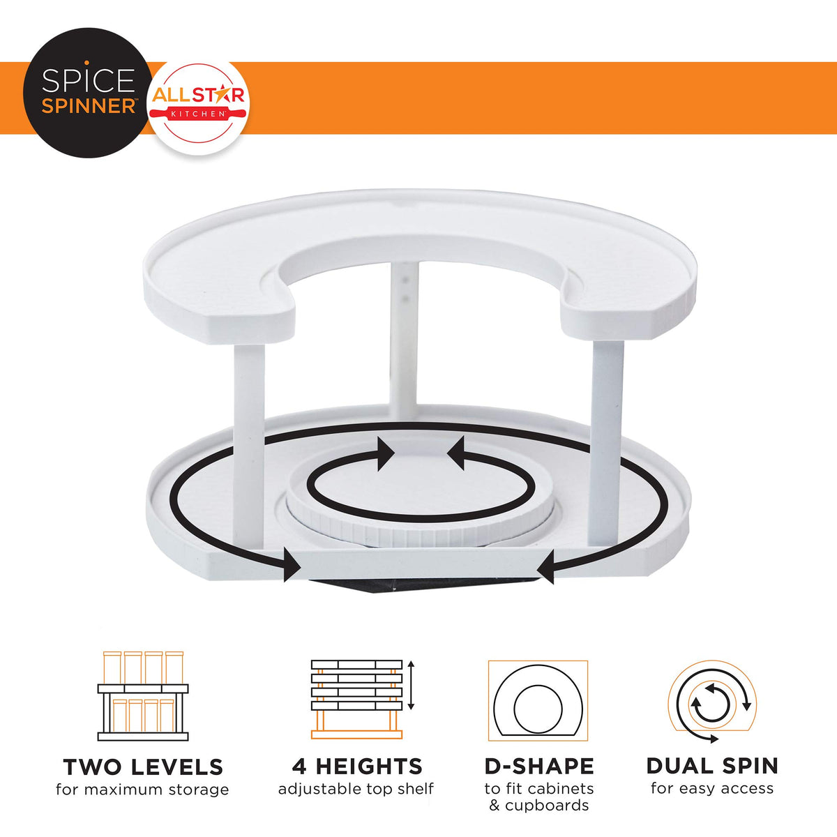 Allstar Innovations Spice Spinner dual-spin turns for easy spice access.