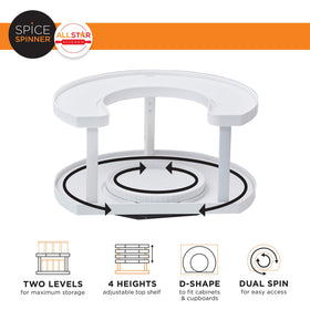 Allstar Innovations Spice Spinner dual-spin turns for easy spice access.