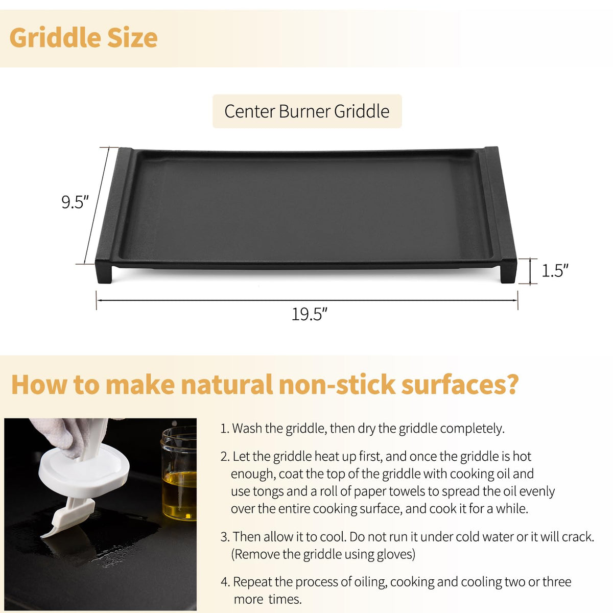 Allstare wb31x49806 flat-top griddle on GE range for even searing.