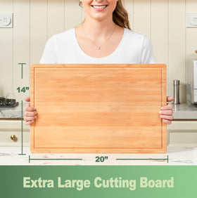 Allsum XL bamboo cutting board with side handles for easy grip and transport.