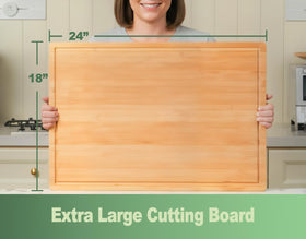 Allsum charcuterie board XXL serving tray with juice grooves.