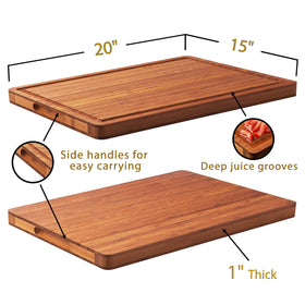 Allsum XL bamboo cutting board used as a serving tray for cheese
