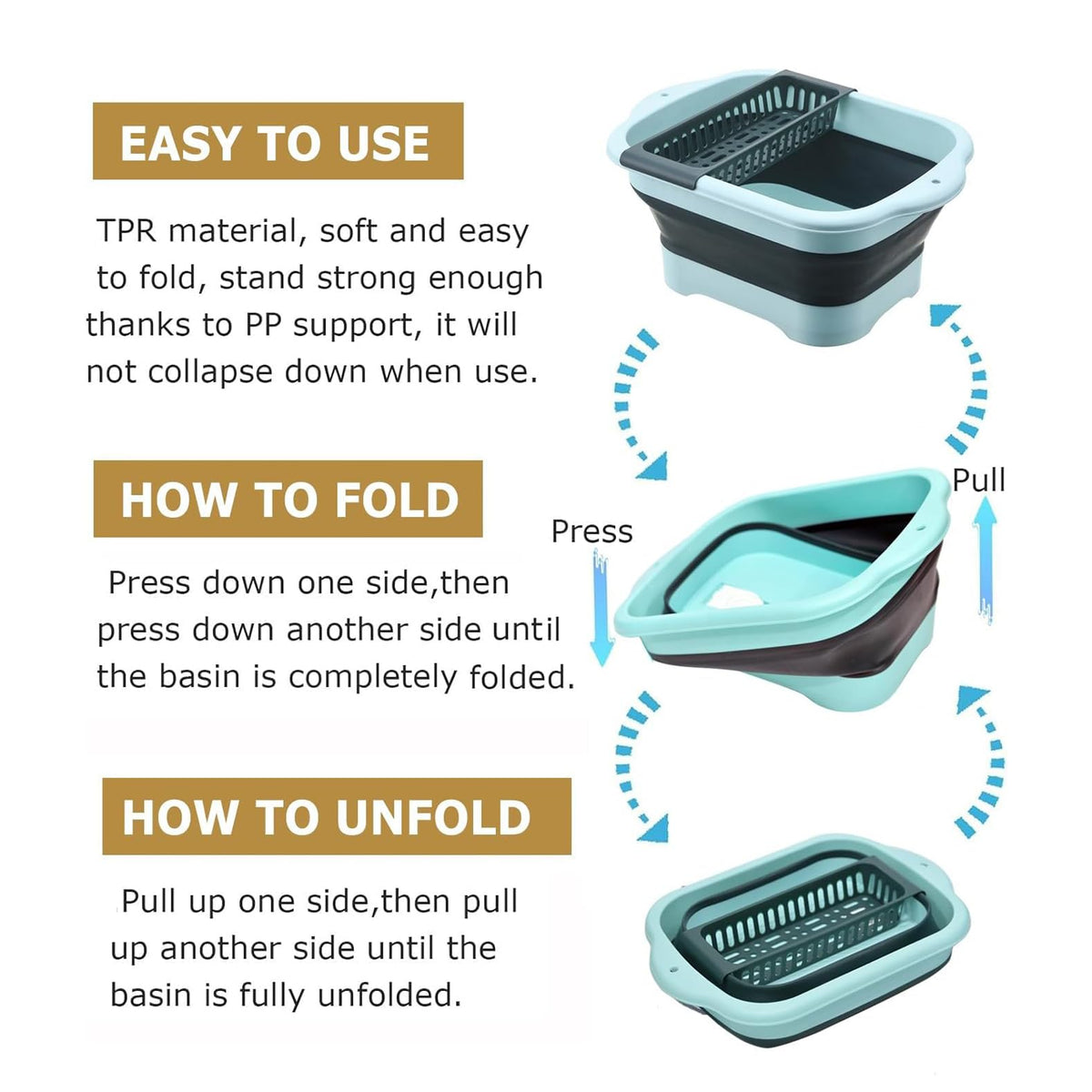 Alltiett dish basin with drain plug for easy water disposal after washing