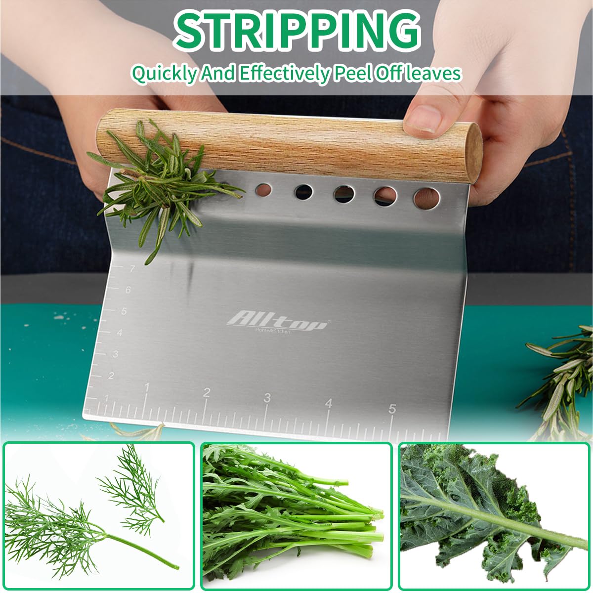 ALLTOP ergonomic wooden handle provides comfortable grip during prep