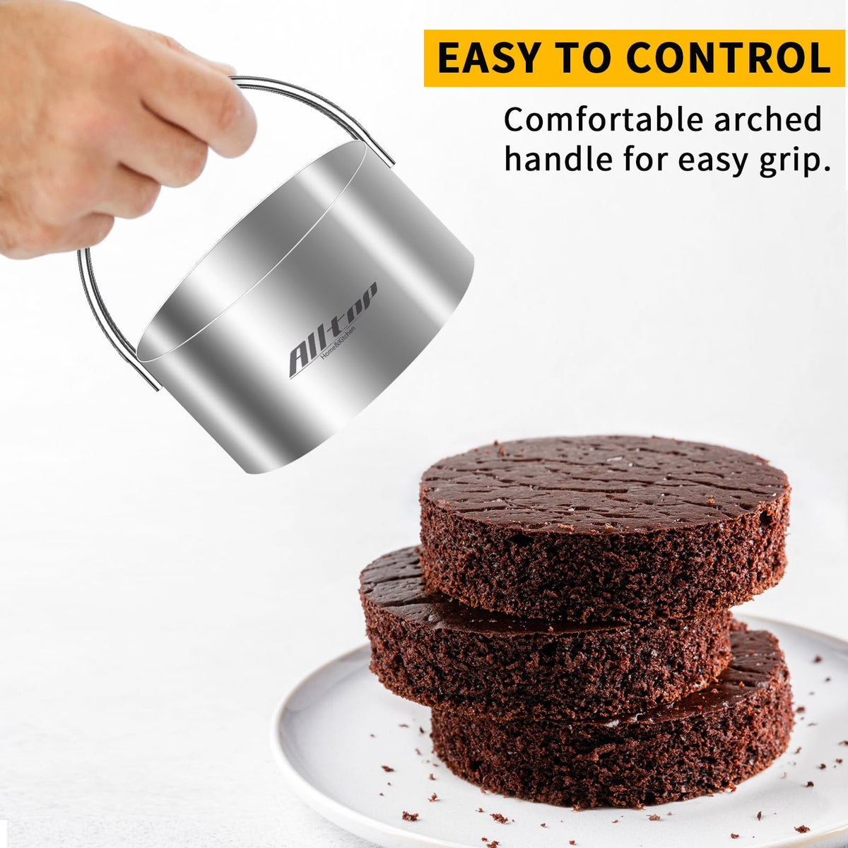 Alltop stainless steel biscuit cutters with arch handle provide comfortable grip.