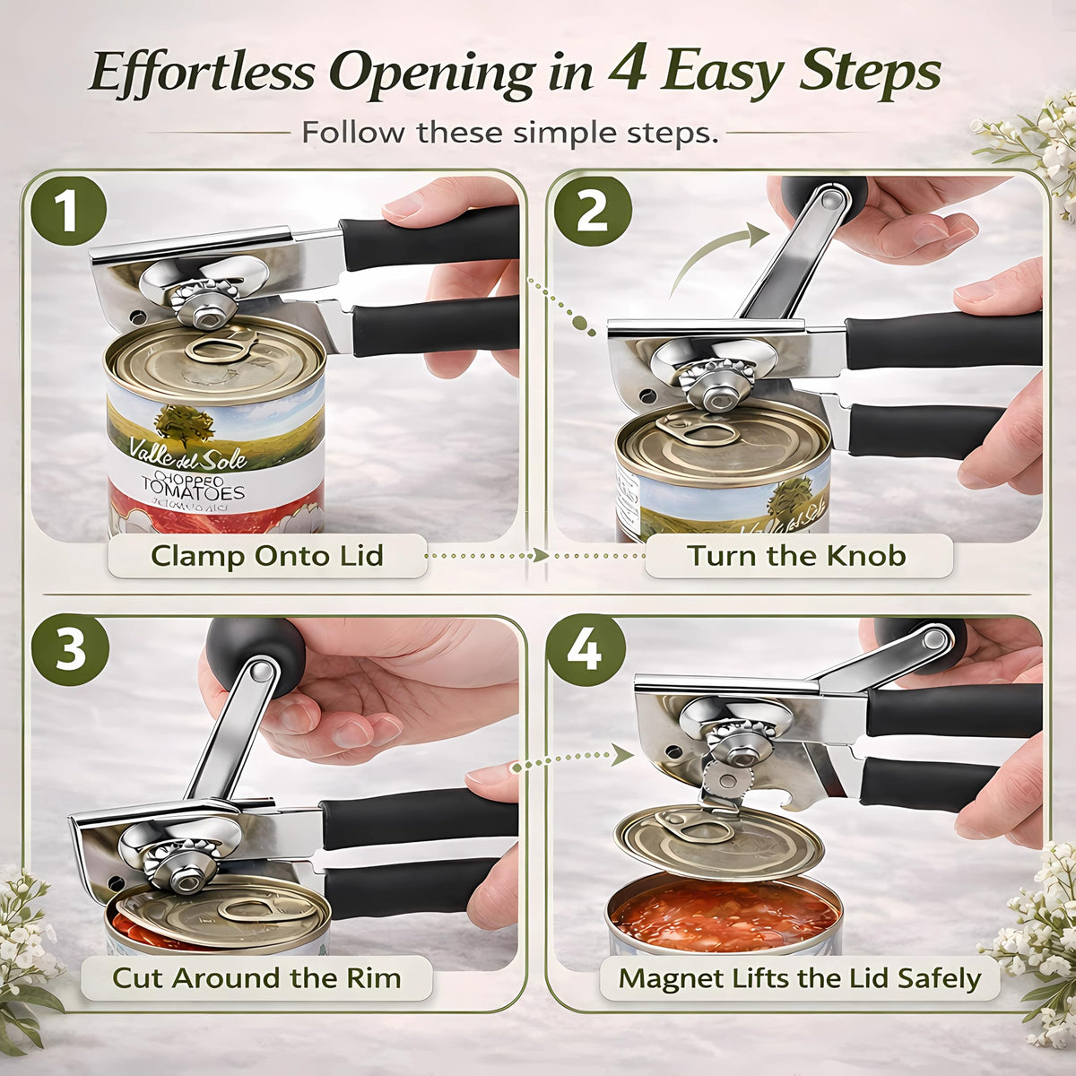 ALLVANA opener handles large cans with stable, reliable performance.