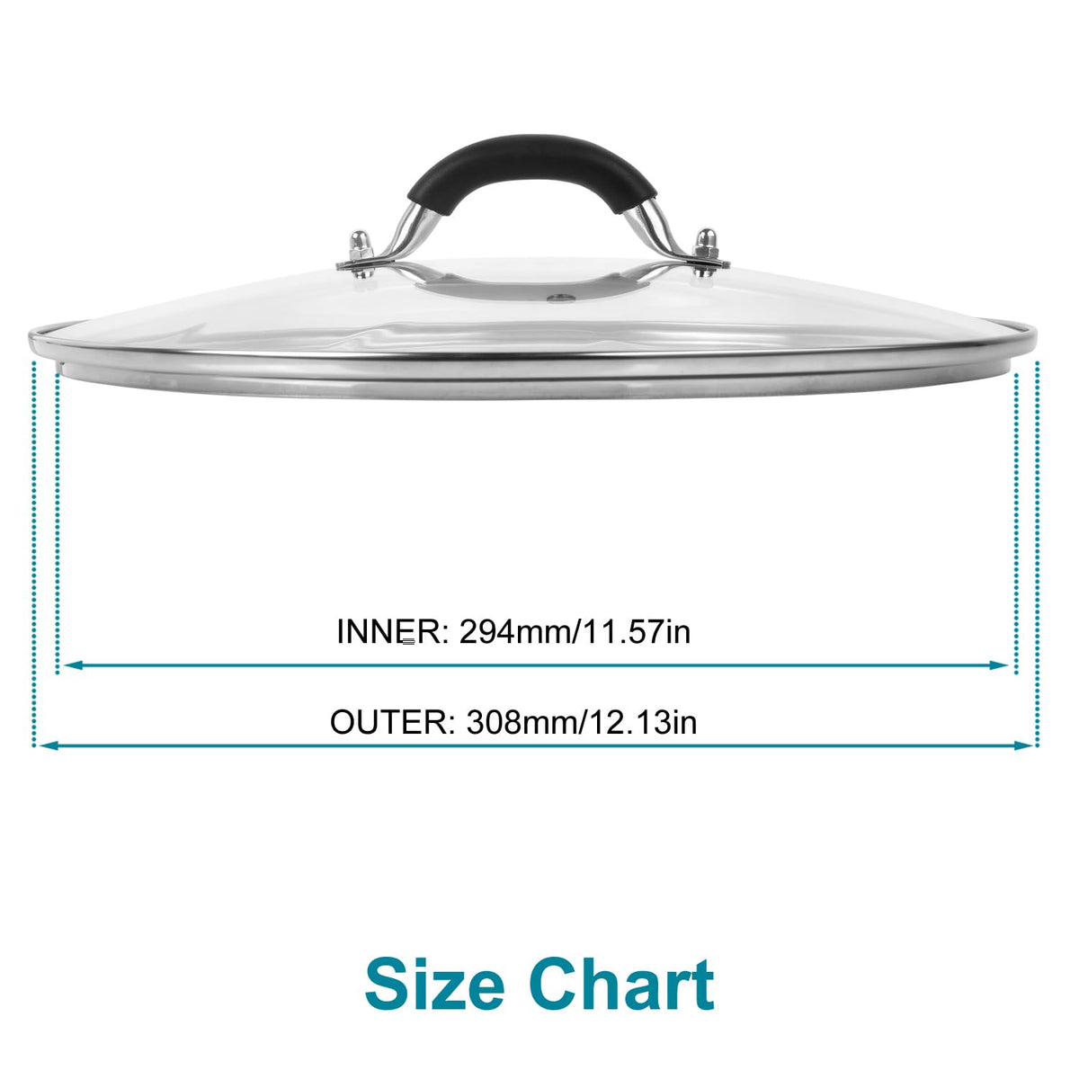 ALLWIN 12-inch lid with stainless steel handle for a safe, comfortable grip